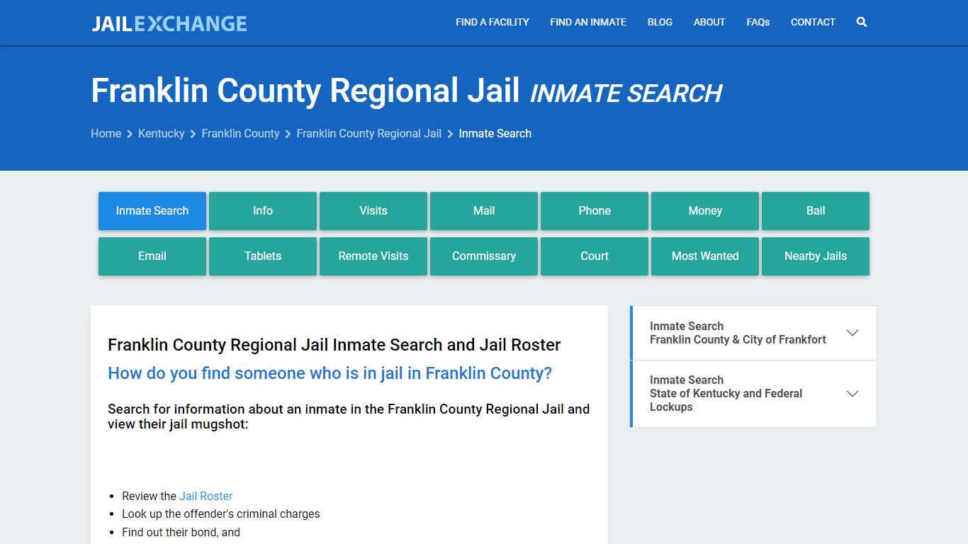 Franklin County Regional Jail Inmate Search - Jail Exchange